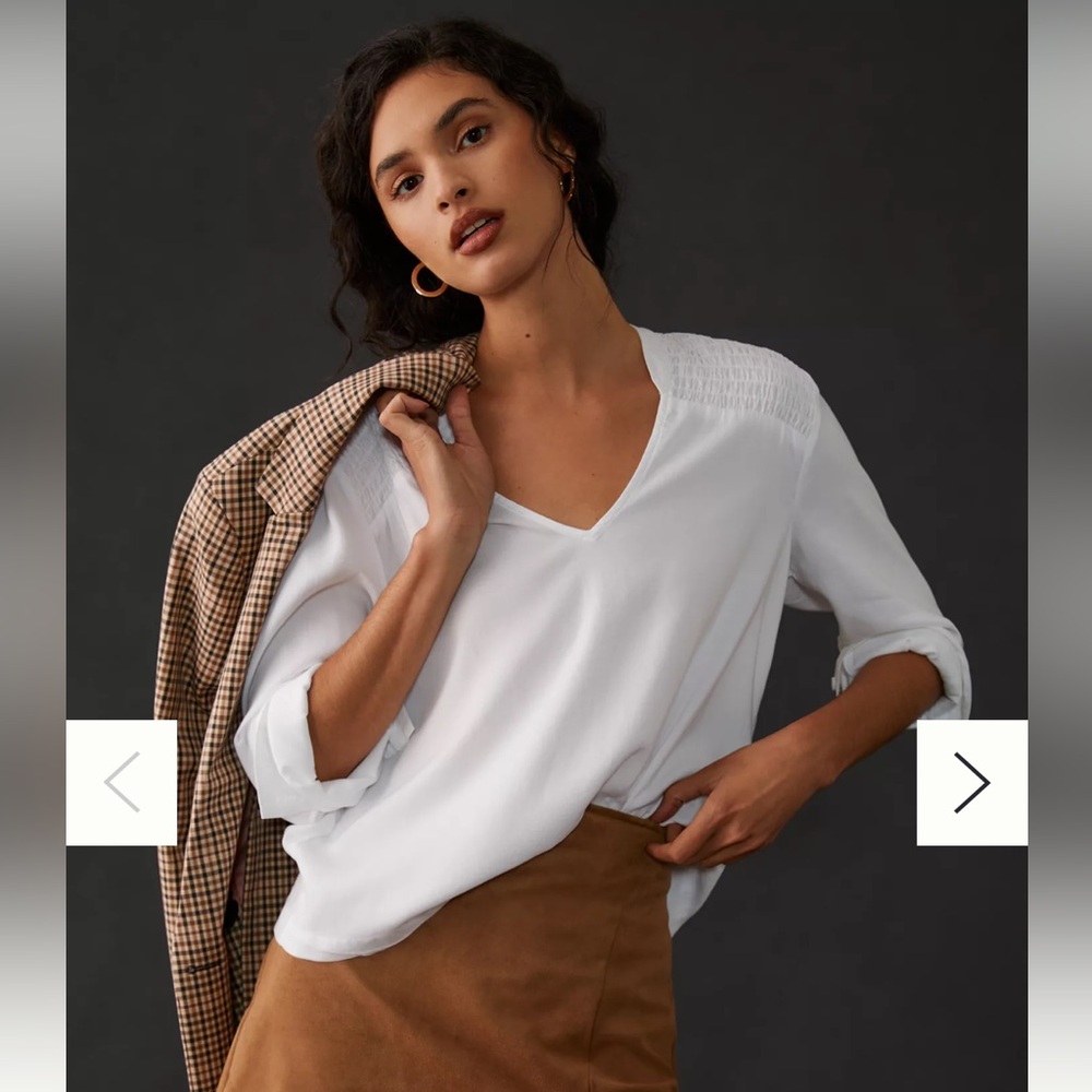 Cloth and Stone White smocked blouse